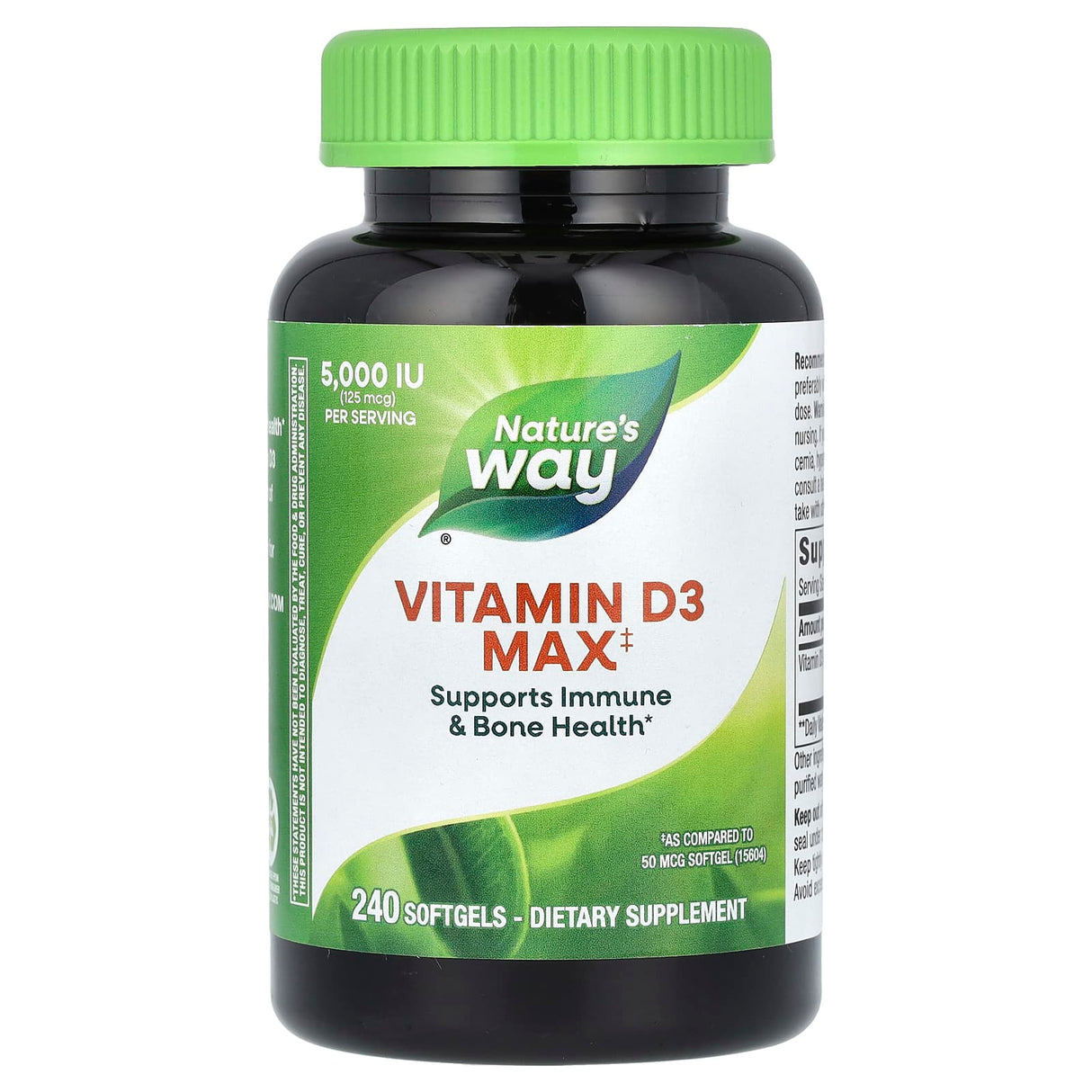 Vitamin D3, 5000 IU, Nature's Way, 240 Softgels