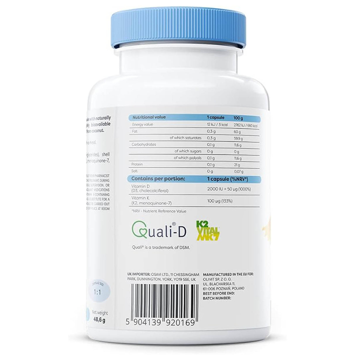 Vitamin D3 + K2, 2000 IU / 100 mcg, Osavi, 120 softgels