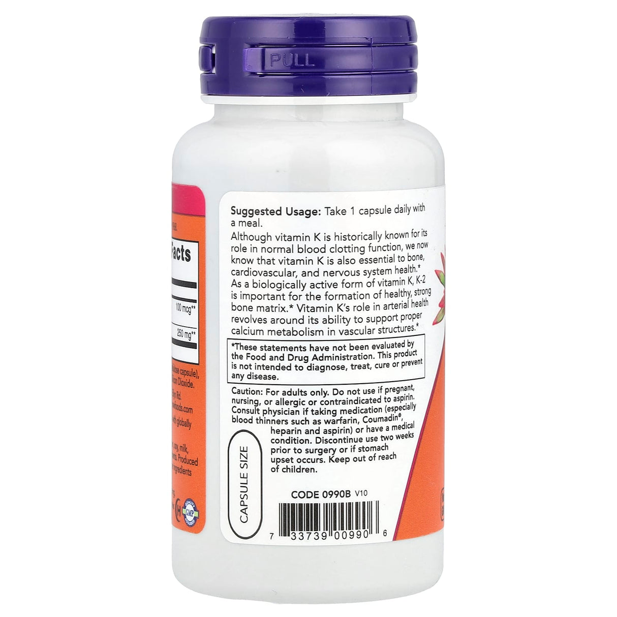 Vitamin K-2, MK-4, 100 mcg, Now Foods, 100 capsule