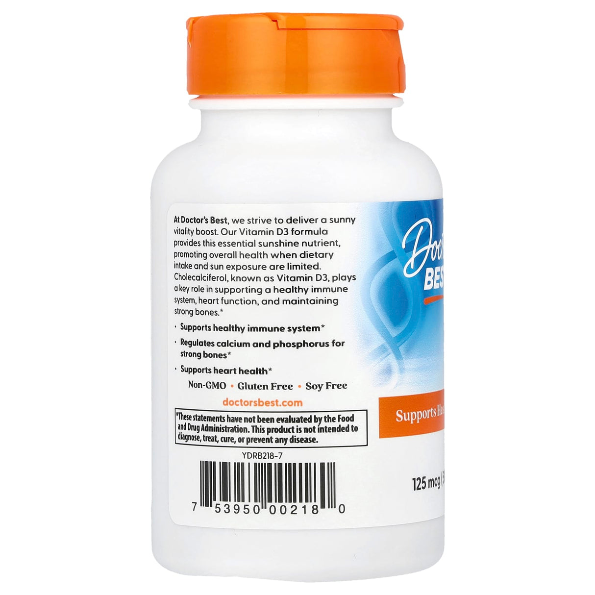 Vitamina D3, 5000 IU, Doctor's Best, 180 softgels