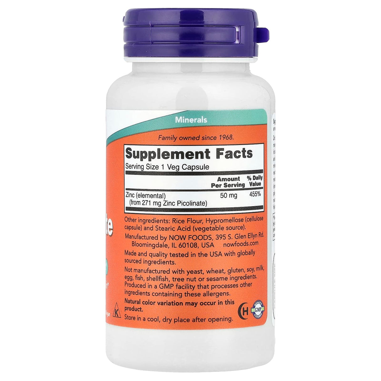 Zinc Picolinate, 50mg, Now Foods, 120 capsule