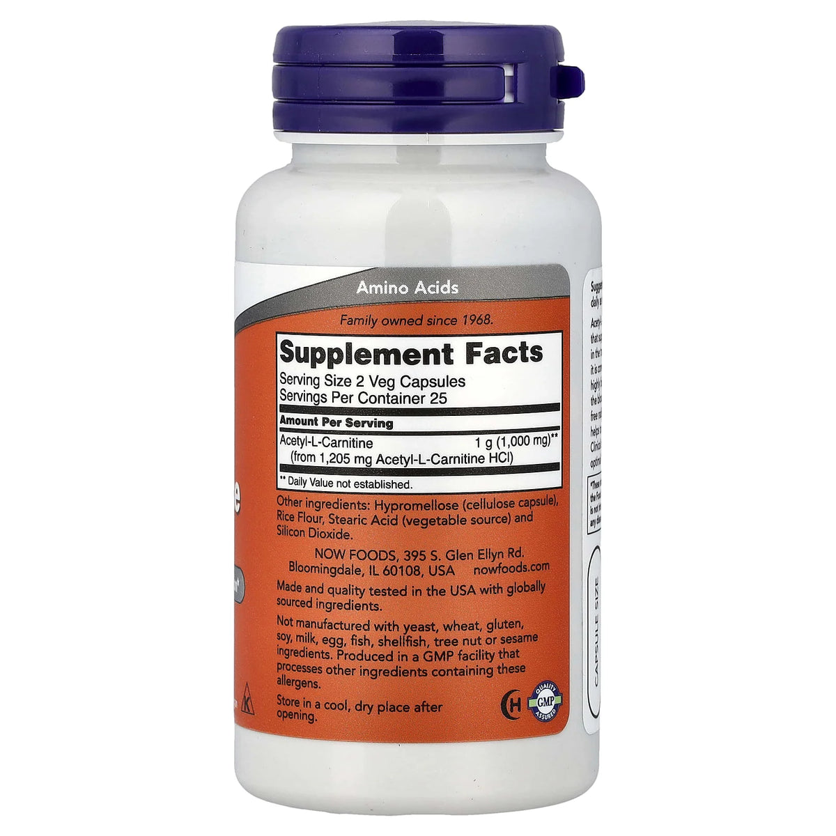 Acetyl L-Carnitine, 500mg, Now Foods, 50 capsule