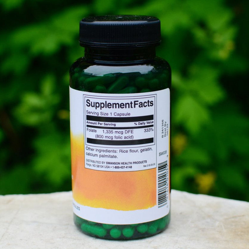 Încărcați imaginea în vizualizatorul Galerie, Acid Folic (Vitamina B9), 800mcg, Swanson, 250 capsule SW035