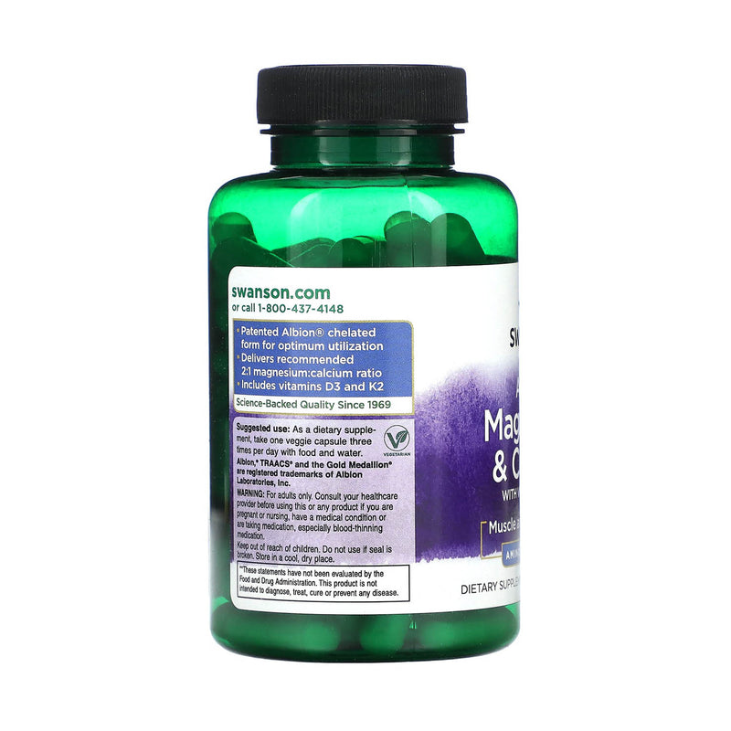 Încărcați imaginea în vizualizatorul Galerie, Magneziu si Calciu Glicinat cu Vitaminele D3 si K2, Swanson, 90 capsule SWU803