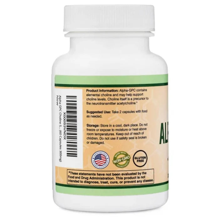 Alpha GPC (Memorie, Concentrare), 300 mg, Double Wood Supplements, 60 capsule