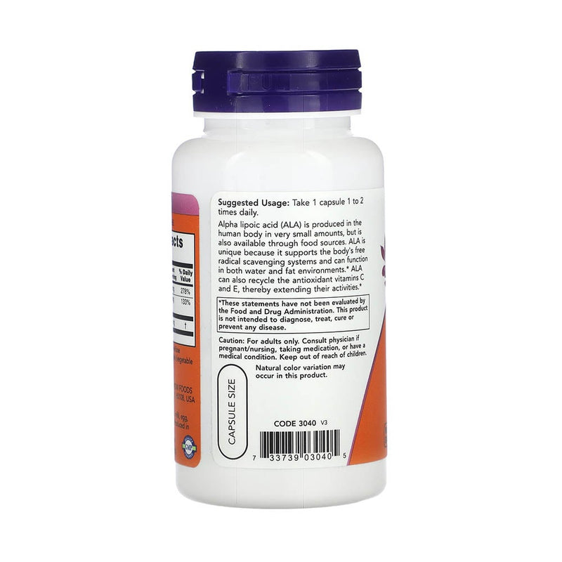 Încărcați imaginea în vizualizatorul Galerie, Alpha Lipoic Acid ALA With Vitamins C & E, 100mg, Now Foods, 60 capsule