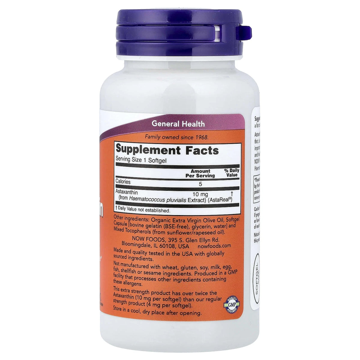 Astaxanthin, (Antioxidant), 10 mg, Now Foods, 60 softgels