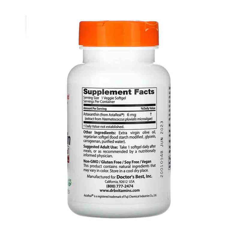 Încărcați imaginea în vizualizatorul Galerie, Astaxanthin with AstaReal, 6mg, Doctor's Best, 30 softgels