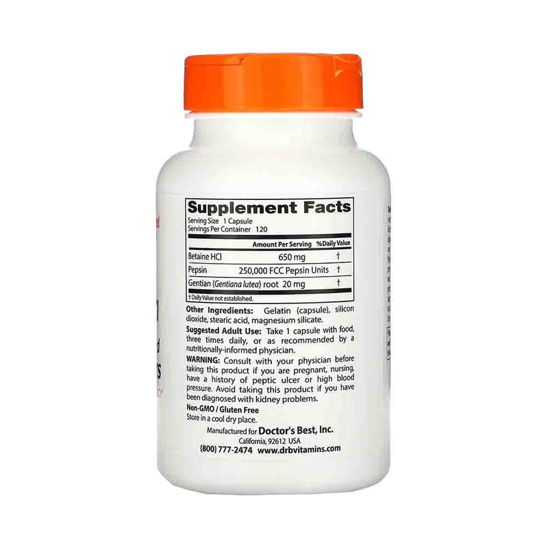 Încărcați imaginea în vizualizatorul Galerie, Betaine HCl Pepsin & Gentian Bitters, Doctor's Best, 120 capsule