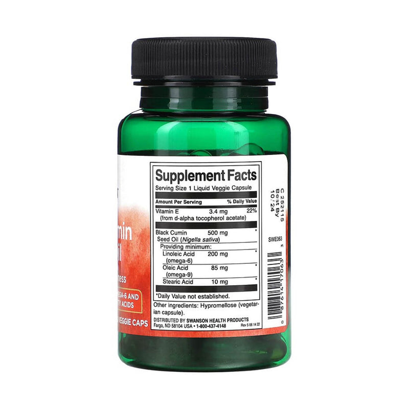 Încărcați imaginea în vizualizatorul Galerie, Black Cumin Seed Oil, (Chimen Negru), 500 mg, Swanson, 60 capsule SWE063