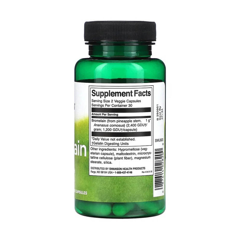 Încărcați imaginea în vizualizatorul Galerie, Bromelain (Enzime Naturale) 1200 GDU, Swanson, 60 capsule, SWU820