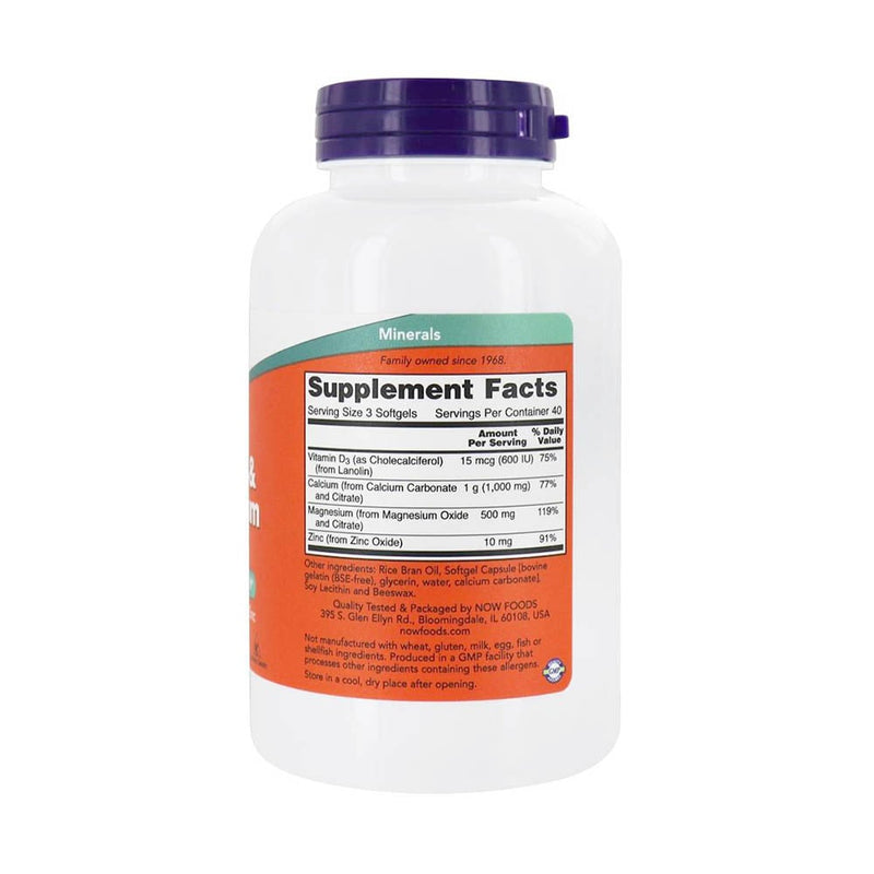 Încărcați imaginea în vizualizatorul Galerie, Calcium & Magnesium with Vit D and Zinc, Now Foods, 120 softgels
