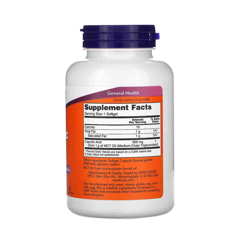 Încărcați imaginea în vizualizatorul Galerie, Caprylic Acid, 600mg (Acid Caprilic), Now Foods, 100 softgels
