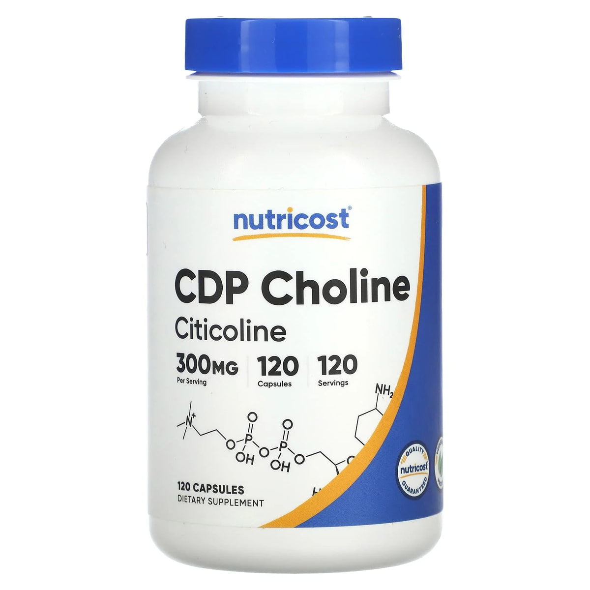 CDP Choline, Citicoline, 300 mg, Nutricost, 120 capsule