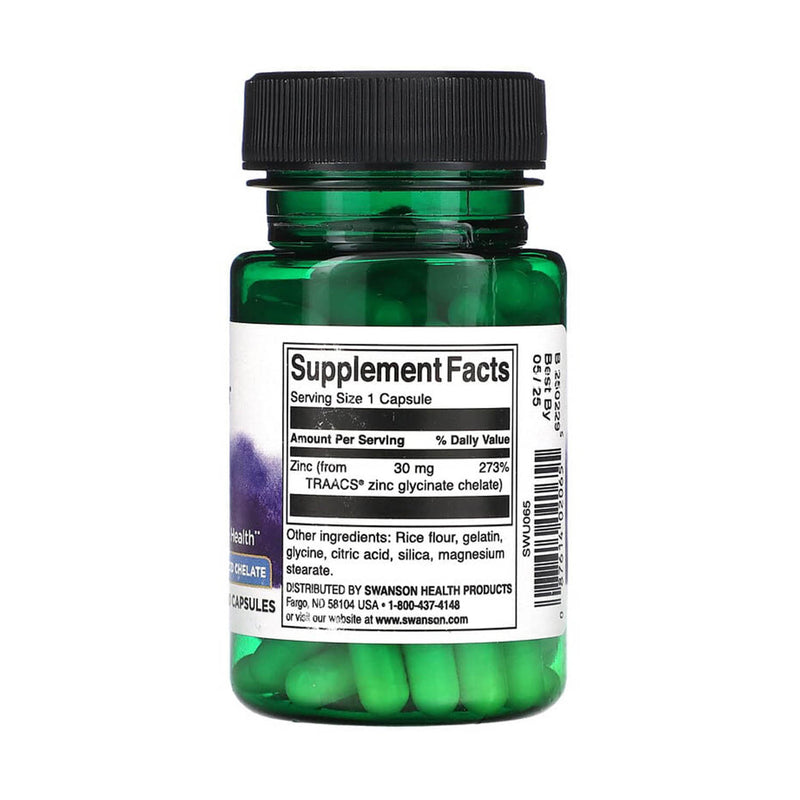 Încărcați imaginea în vizualizatorul Galerie, Chelated Zinc Glycinate, 30mg, Swanson, 90 capsule SWU065