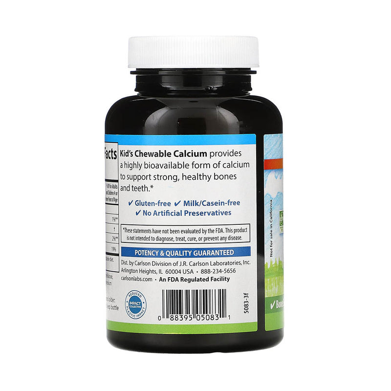 Încărcați imaginea în vizualizatorul Galerie, Chewable Calcium (Masticabil), 250 mg, Carlson Kid's, 60 tablete
