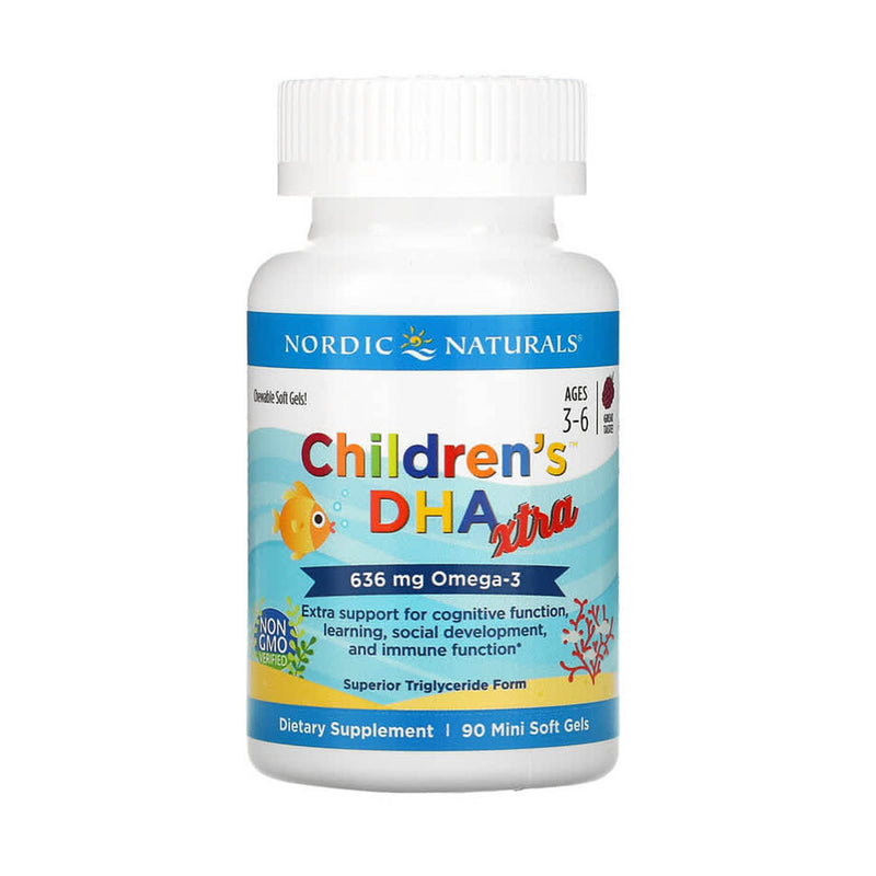 Încărcați imaginea în vizualizatorul Galerie, Children's DHA Xtra, 636 mg, Nordic Naturals, 90 Mini Soft Gels