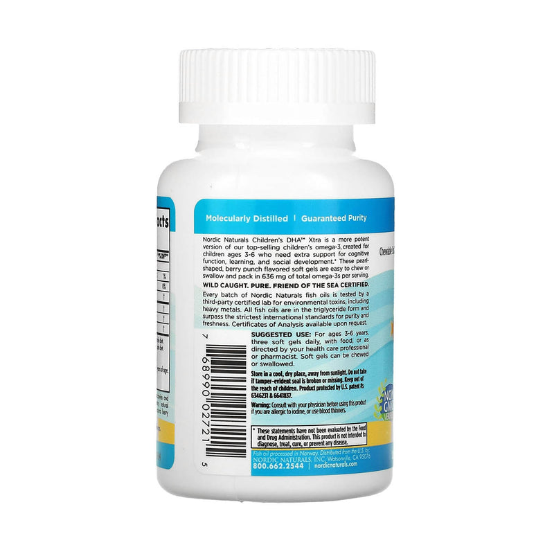Încărcați imaginea în vizualizatorul Galerie, Children's DHA Xtra, 636 mg, Nordic Naturals, 90 Mini Soft Gels