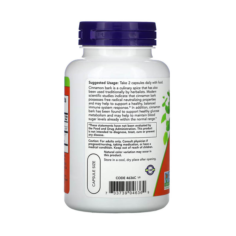 Încărcați imaginea în vizualizatorul Galerie, Cinnamon Bark, 600 mg, NOW Foods, 120 capsule