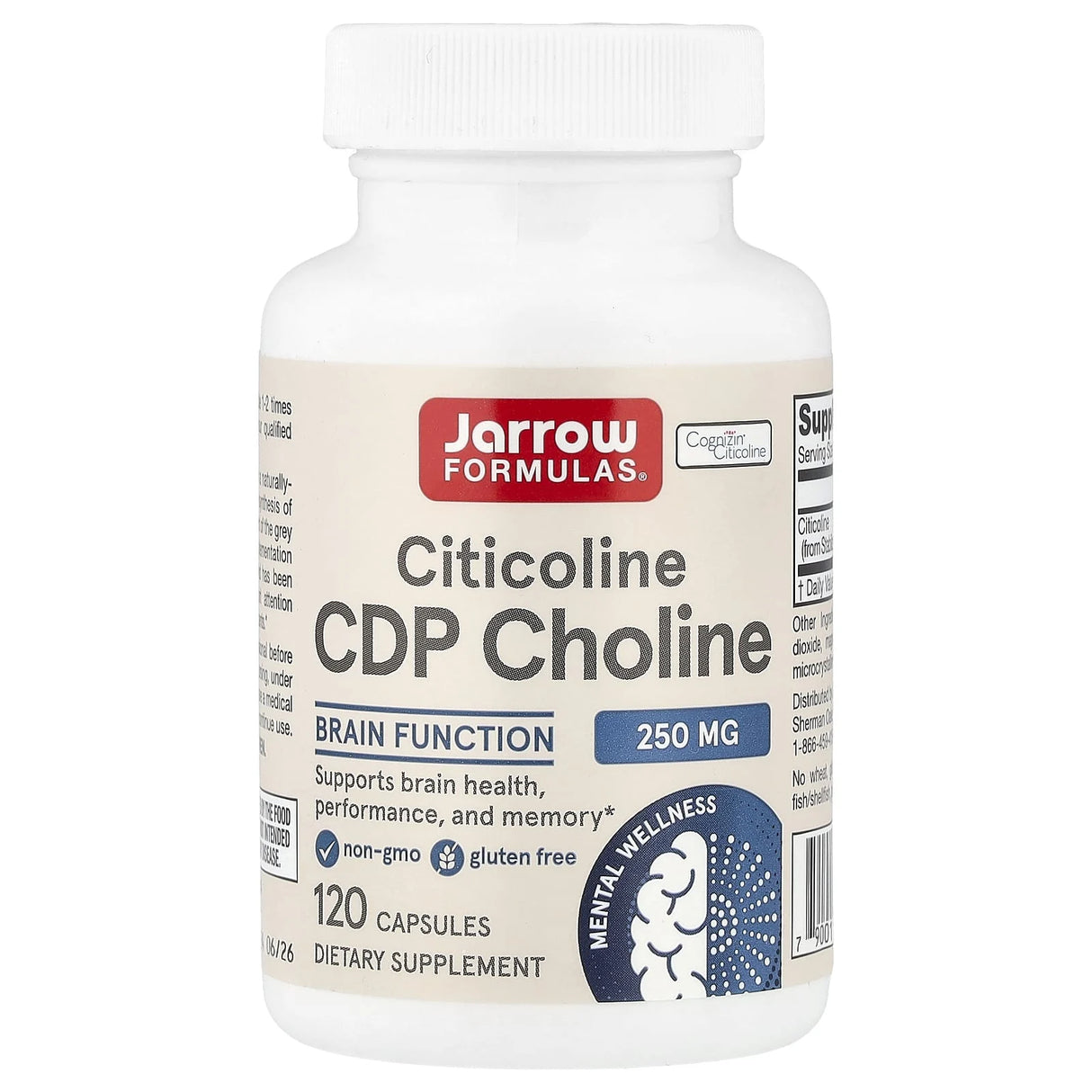 Citicoline CDP Choline, 250mg, Jarrow Formulas, 120 capsule