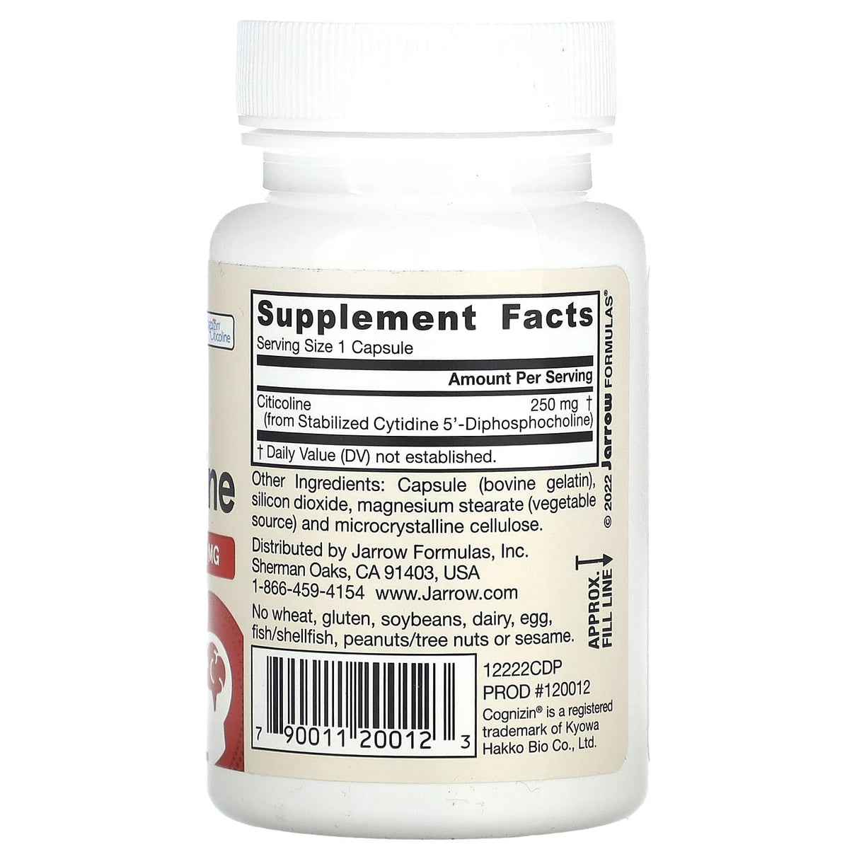 Citicoline CDP Choline, 250mg, Jarrow Formulas, 60 capsule