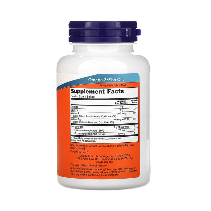 Încărcați imaginea în vizualizatorul Galerie, Cod Liver Oil, Extra Strength, 1000 mg, Now Foods, 90 softgels
