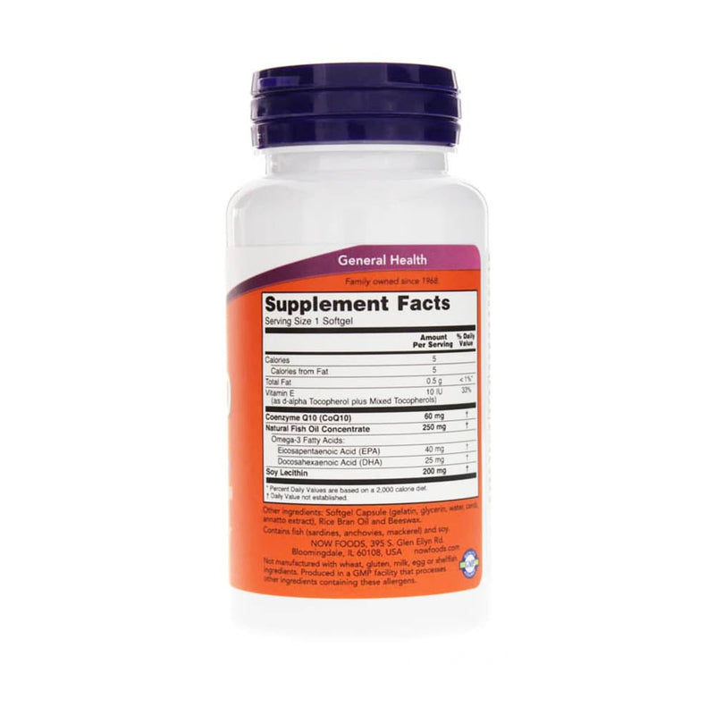 Încărcați imaginea în vizualizatorul Galerie, CoQ10 with Omega-3 Fish Oil, 60 mg, Now Foods, 60 softgels
