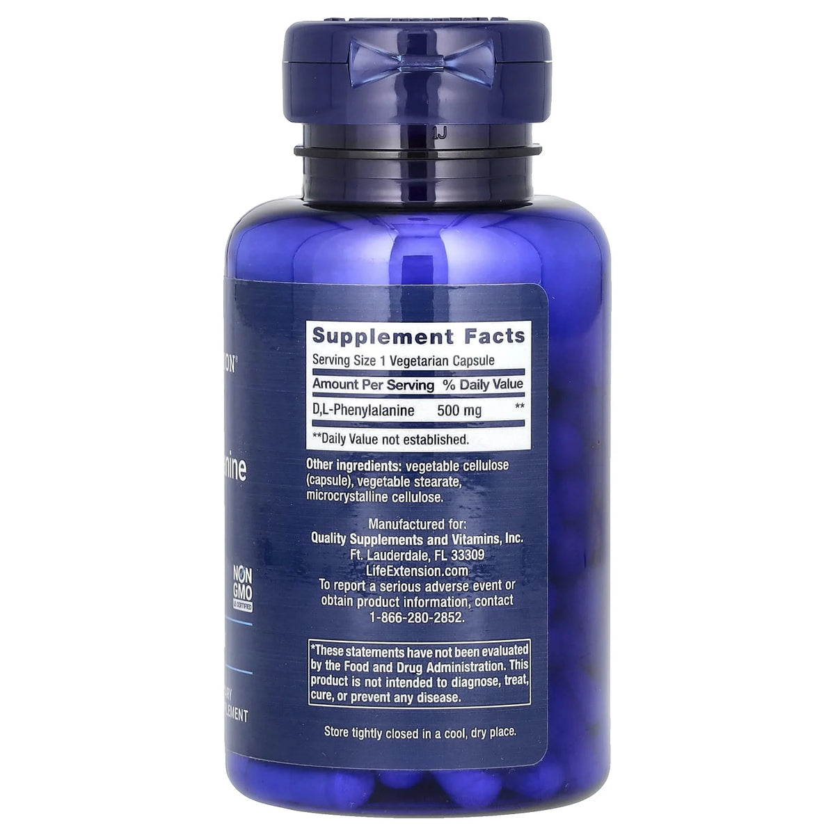 DL-Phenylalanine (Focus și Stare de Bine) 500 mg, Life Extension, 100 capsule