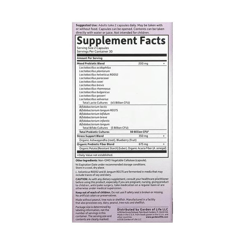 Încărcați imaginea în vizualizatorul Galerie, Dr. Formulated Probiotics, Mood+ 50 Billion, Garden of Life, 60 capsule