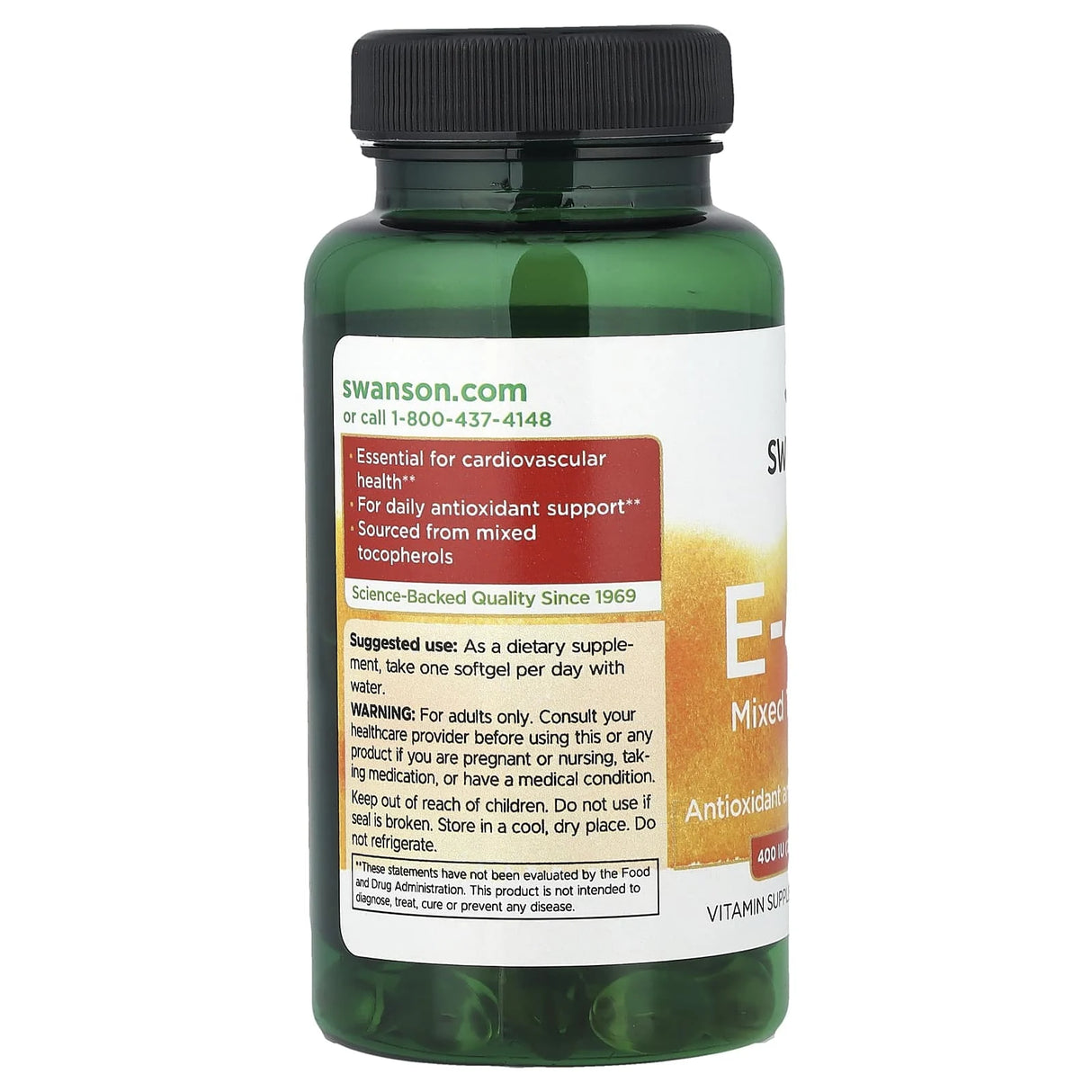 Vitamina E-400, Mixed Tocopherols, 400 IU,, Swanson, 100 softgels SW151