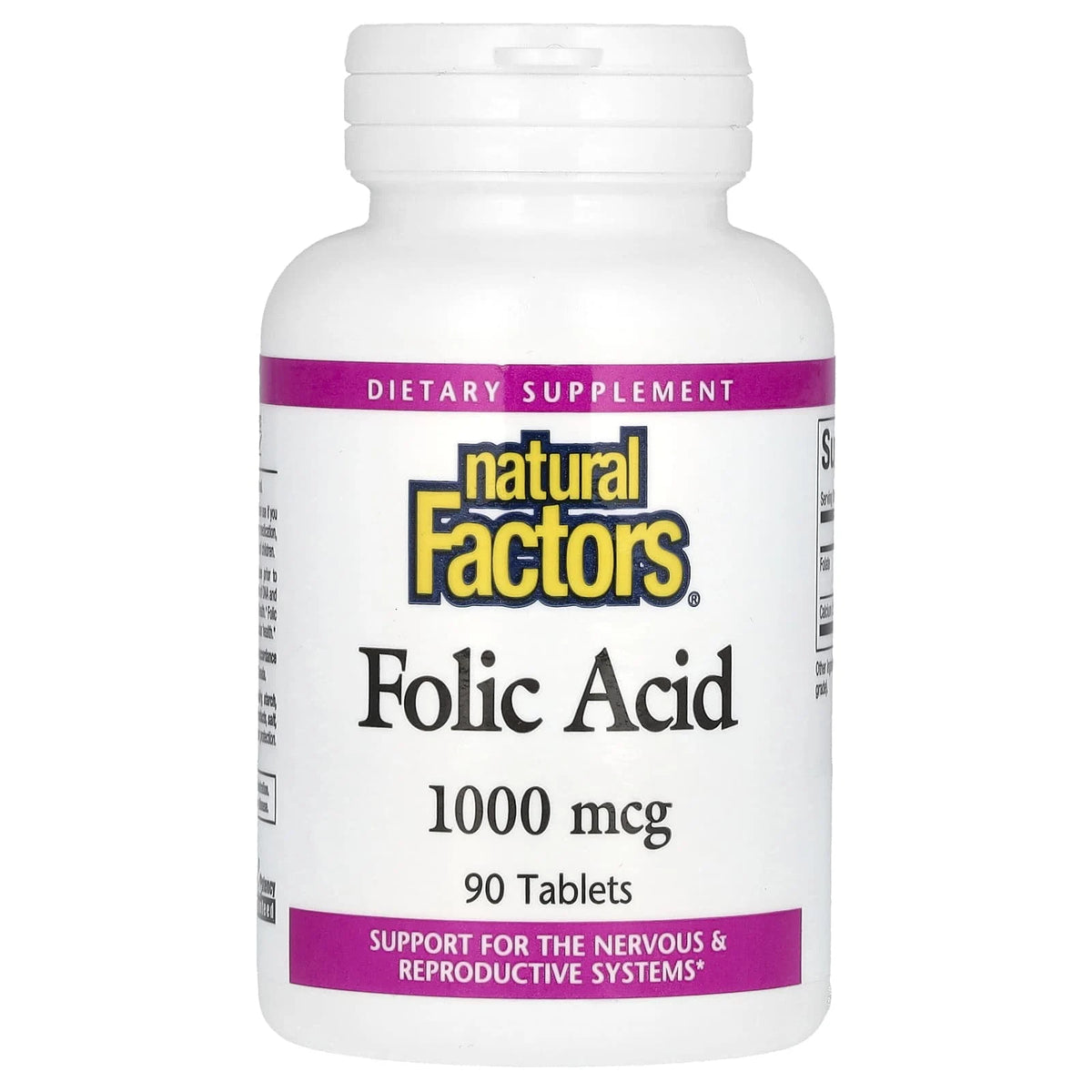Folic Acid (Vitamina B9), 1000 mcg, Natural Factors, 90 Tablete