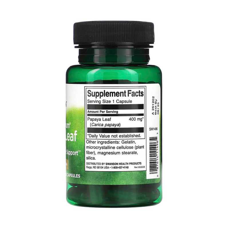 Încărcați imaginea în vizualizatorul Galerie, Full Spectrum Papaya Leaf, 400 mg, Swanson, 60 capsule SW1496