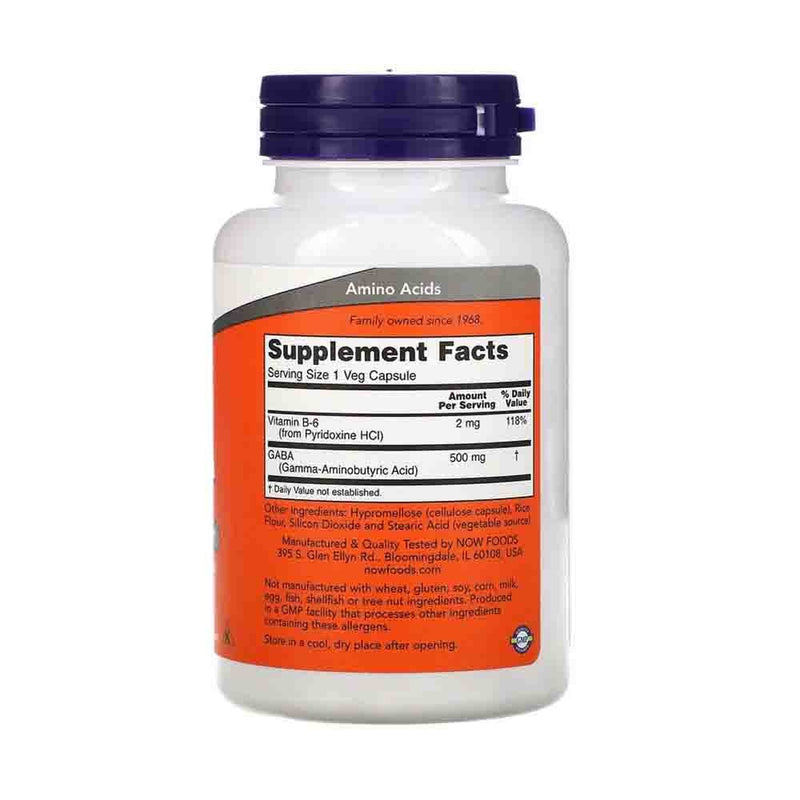 Încărcați imaginea în vizualizatorul Galerie, GABA with Vitamin B6, 500mg, Now Foods, 100 capsule