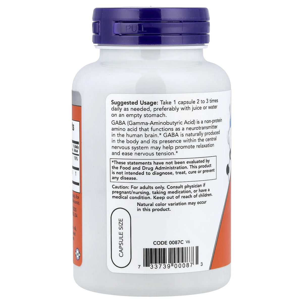 GABA with Vitamin B6, 500mg, Now Foods, 100 capsule