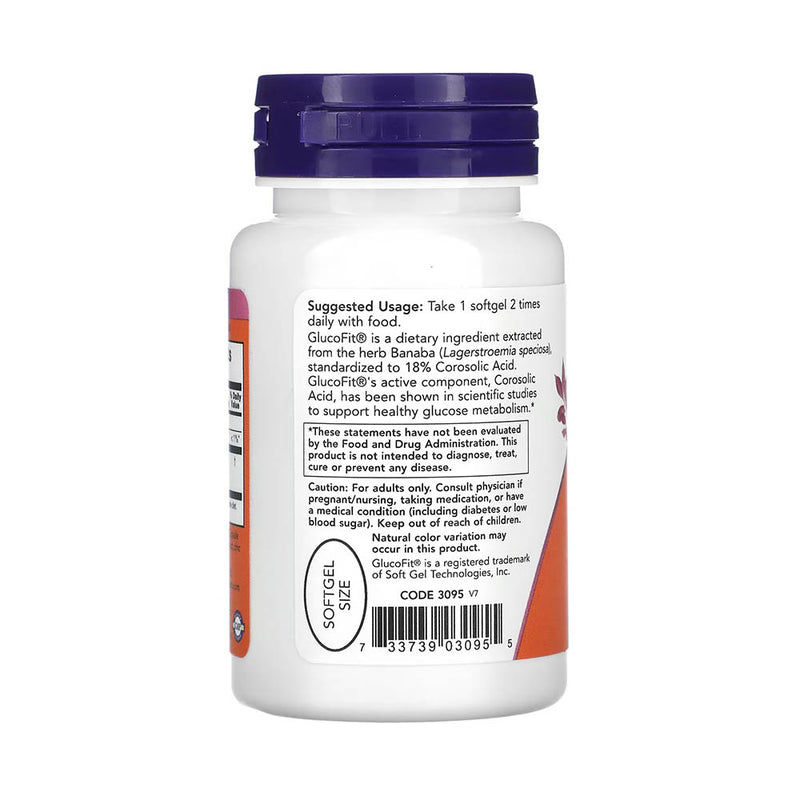 Încărcați imaginea în vizualizatorul Galerie, GlucoFit, (Banaba Leaf Extract), NOW Foods, 60 softgels