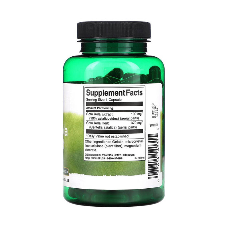 Încărcați imaginea în vizualizatorul Galerie, Gotu Kola Extract, 100 mg, Swanson, 120 capsule SWH031