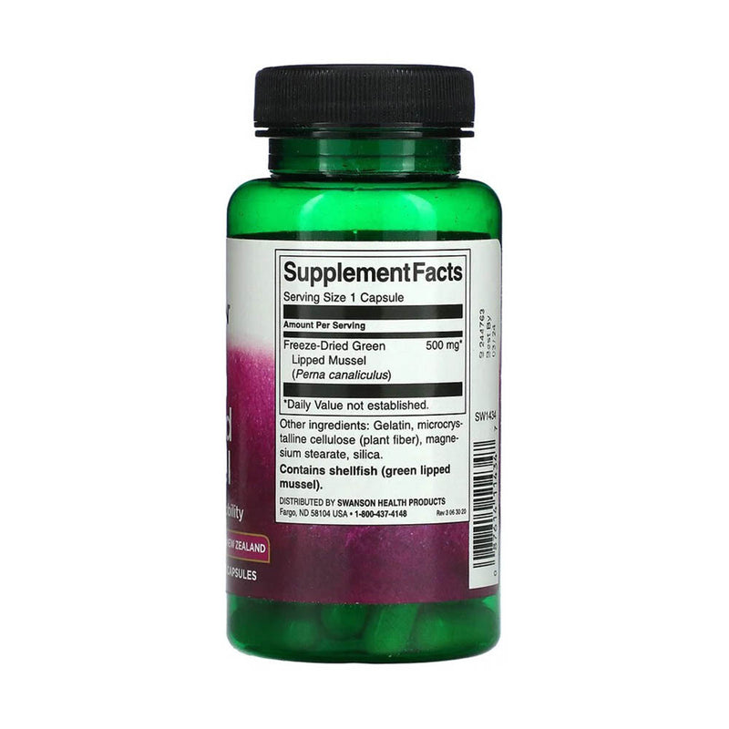 Încărcați imaginea în vizualizatorul Galerie, Green Lipped Mussel (Extract Scoica Cochilie Verde), 500mg, Swanson, 60 capsule SW1434