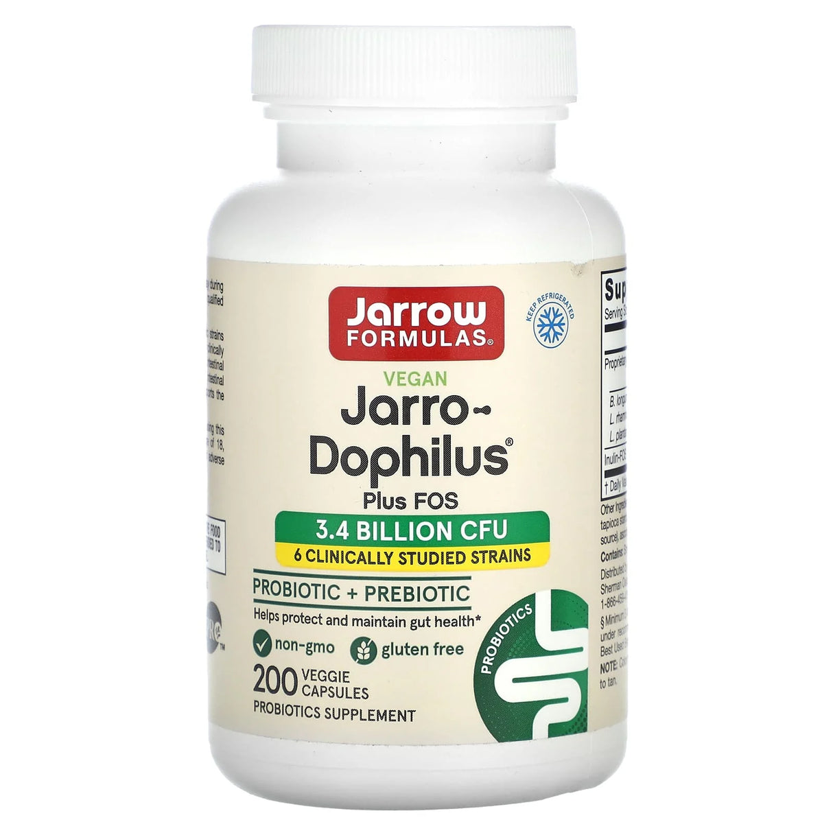 Jarro-Dophilus Plus FOS, 3.4 Billion CFU, Jarrow Formulas, 200 capsule