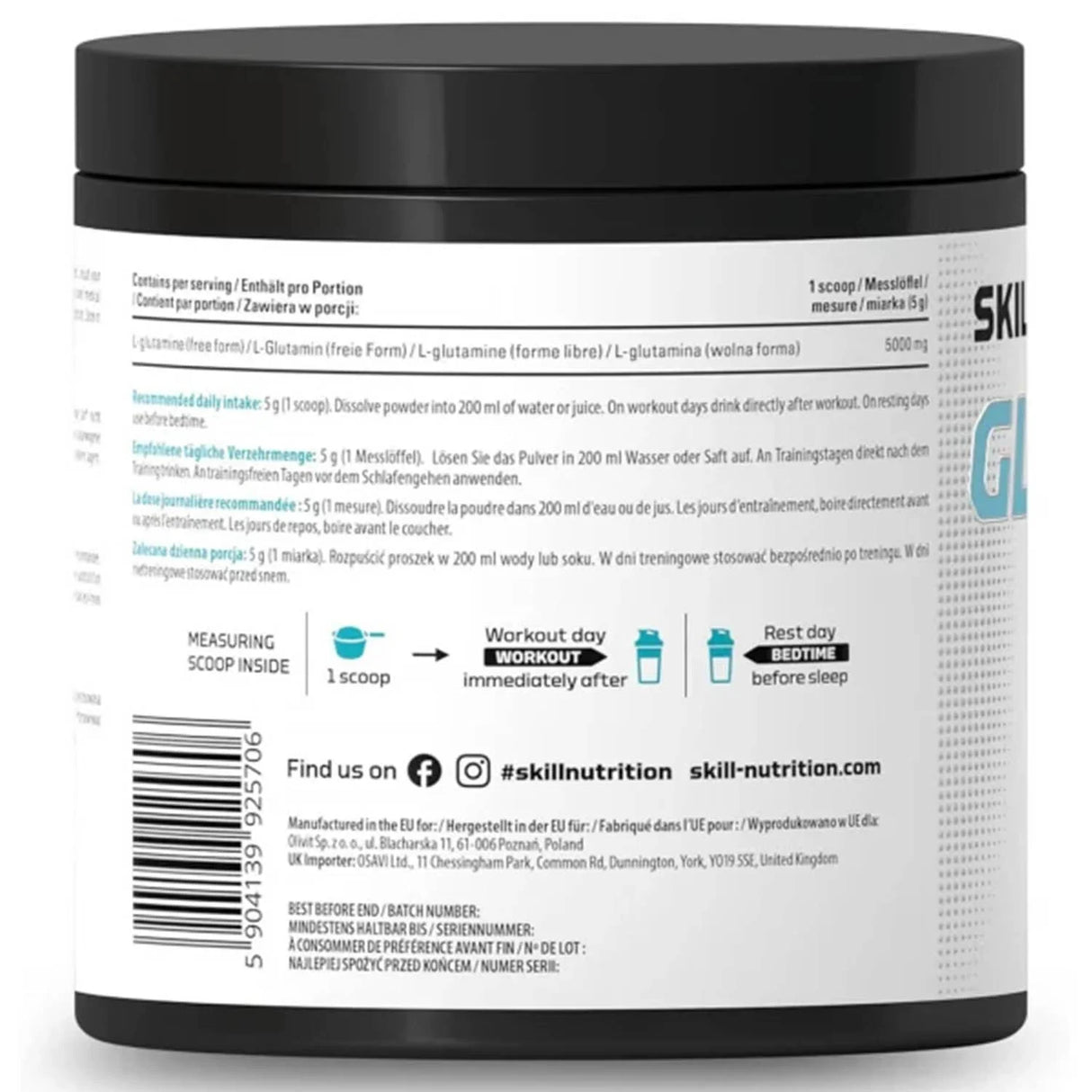 L-Glutamine Powder, Skill Nutrition, 300g