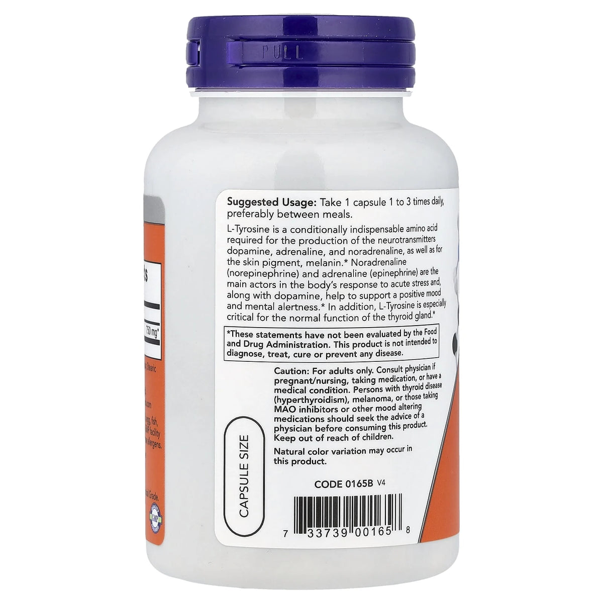 L-Tyrosine, Tirozina 750mg, Now Foods, 90 veg caps