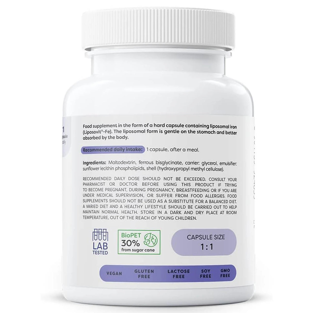 Liposomal Iron (Fier Bisglicinat), 20mg, Osavi, 60 capsule