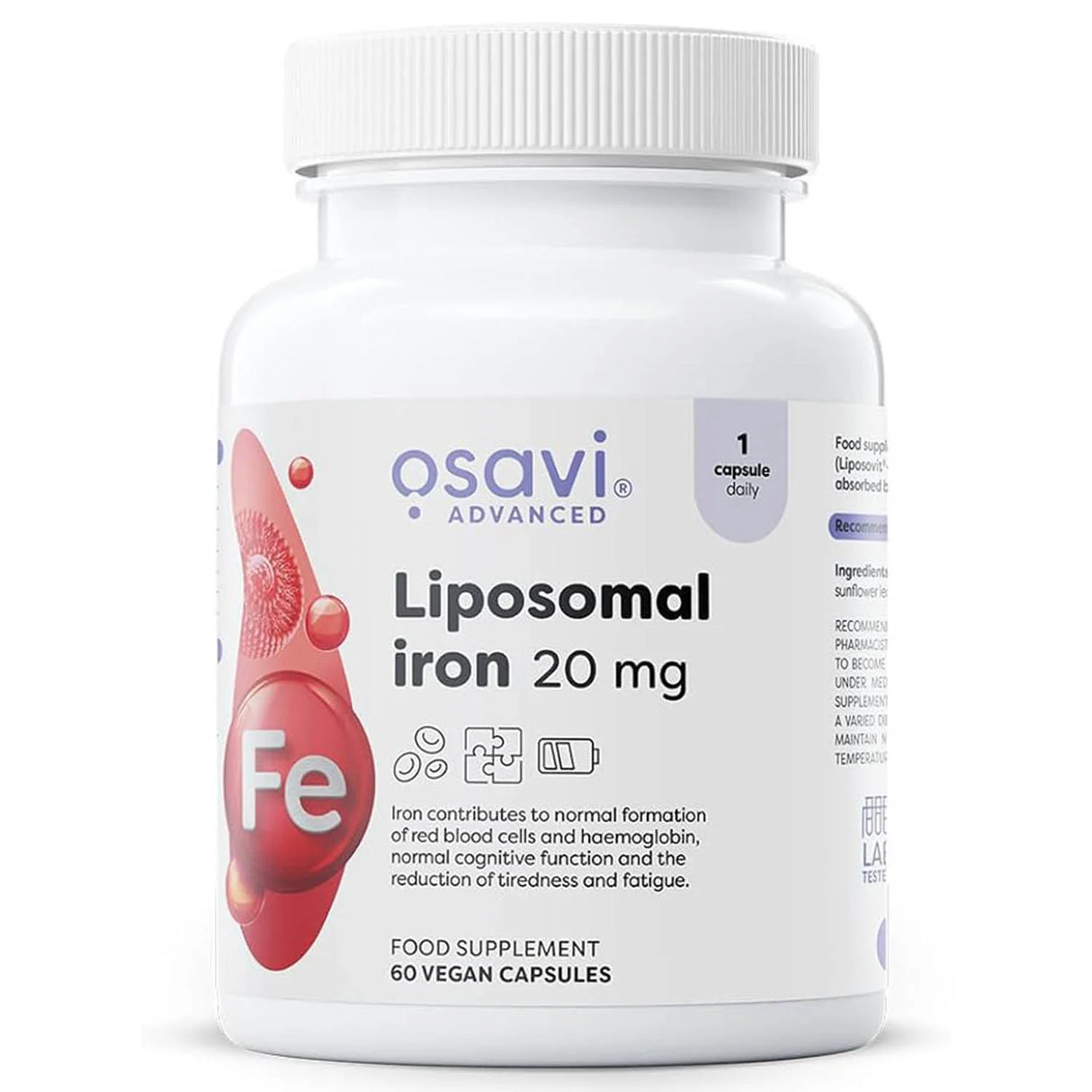 Liposomal Iron (Fier Bisglicinat), 20mg, Osavi, 60 capsule