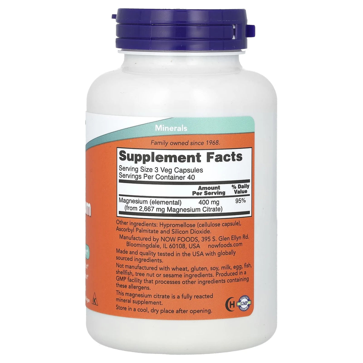 Magnesium Citrate 133 mg, Now Foods, 120 capsule