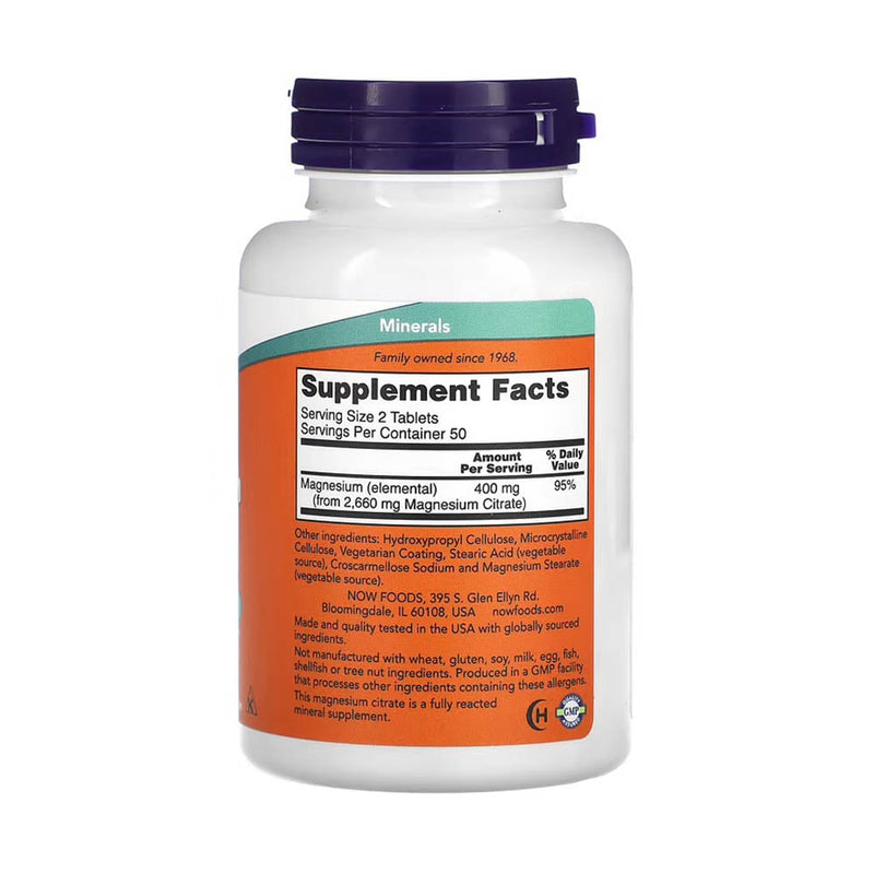 Încărcați imaginea în vizualizatorul Galerie, Magnesium Citrate 200 mg, Now Foods, 100 tablete