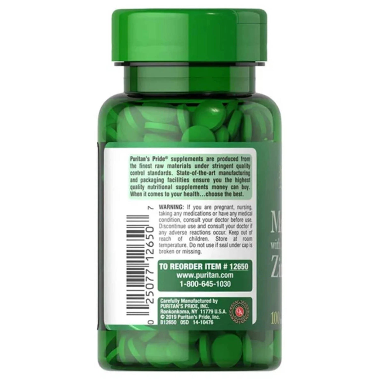 Magnesium with Zinc, Puritan's Pride, 100 tablete