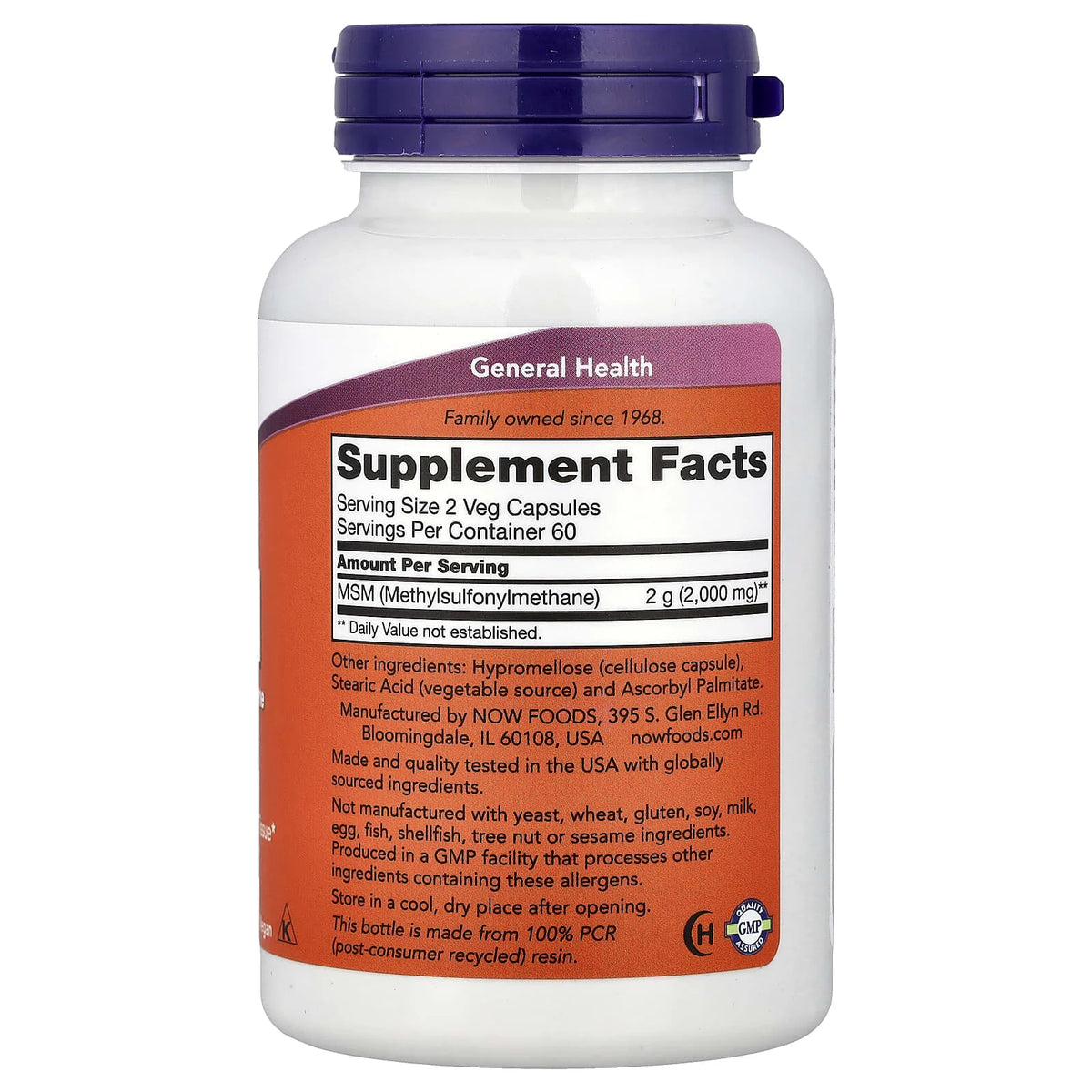MSM, Methylsulfonylmethane, 1000mg, Now Foods, 120 capsule