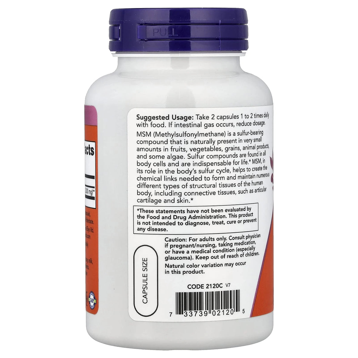 MSM, Methylsulfonylmethane, 1000mg, Now Foods, 120 capsule