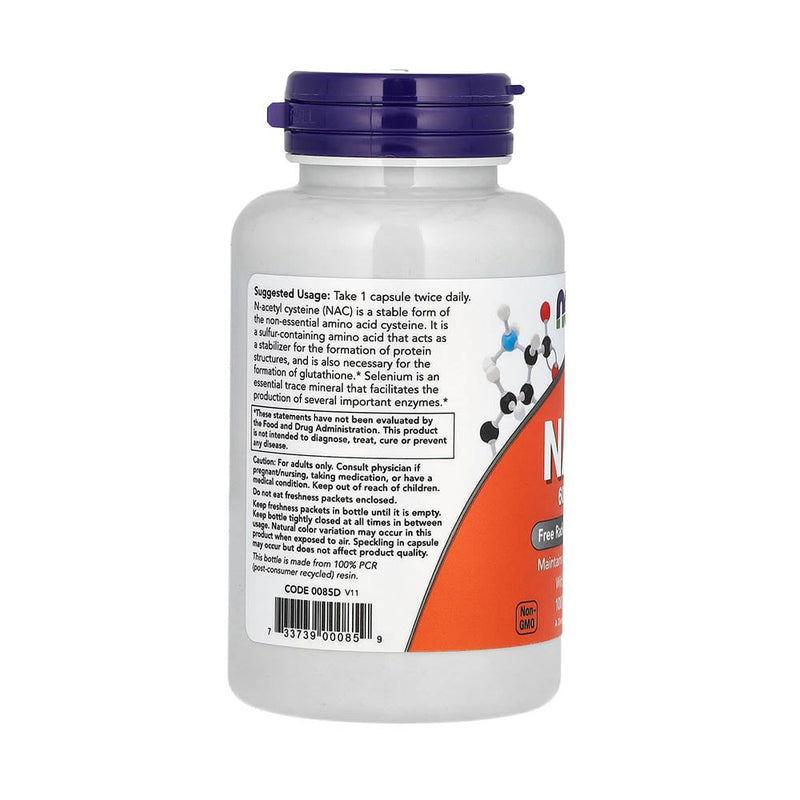 Încărcați imaginea în vizualizatorul Galerie, NAC, N-Acetyl Cysteine 600 mg with Selenium, Now Foods,100 capsule