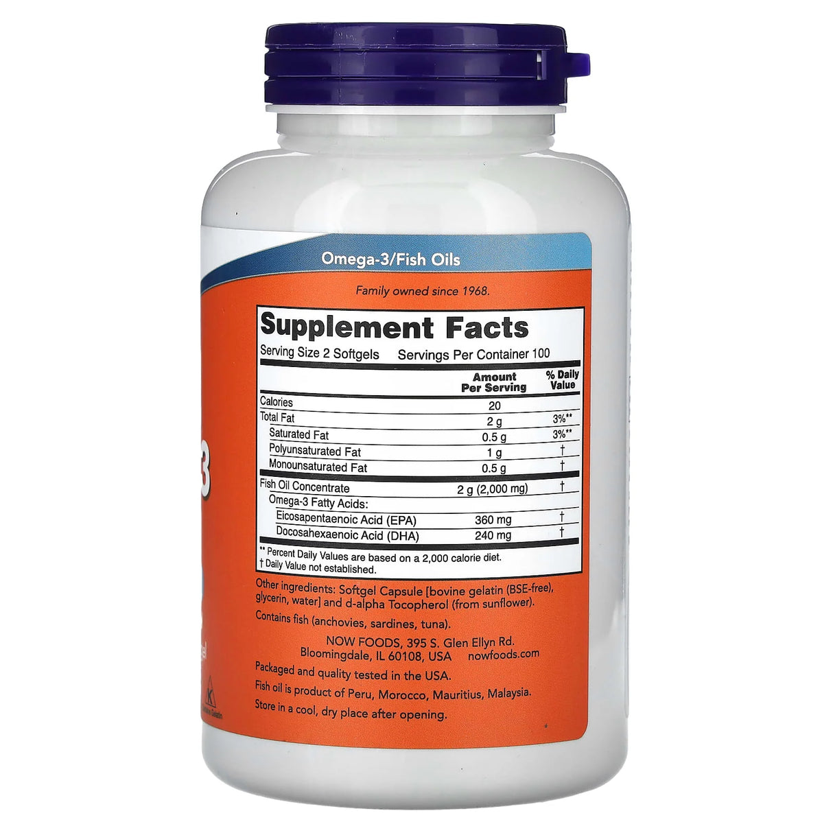 Omega 3 Acizi grasi esentiali, 1000mg, Now Foods, 200 softgels