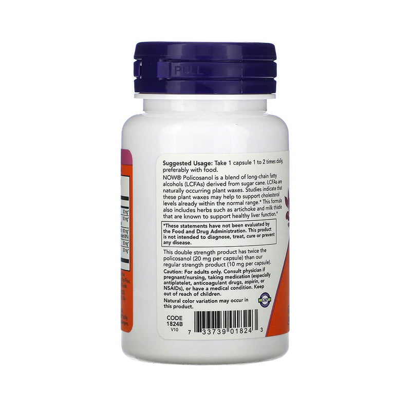 Încărcați imaginea în vizualizatorul Galerie, Policosanol, 20mg, Double Strength, Now Foods, 90 capsule